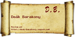 Deák Barakony névjegykártya