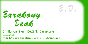 barakony deak business card